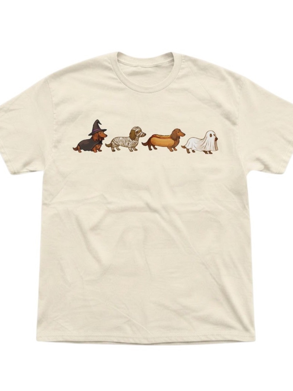 Halloween Dachshund Dog Costumes Gildan Graphic T-Shirt Cream